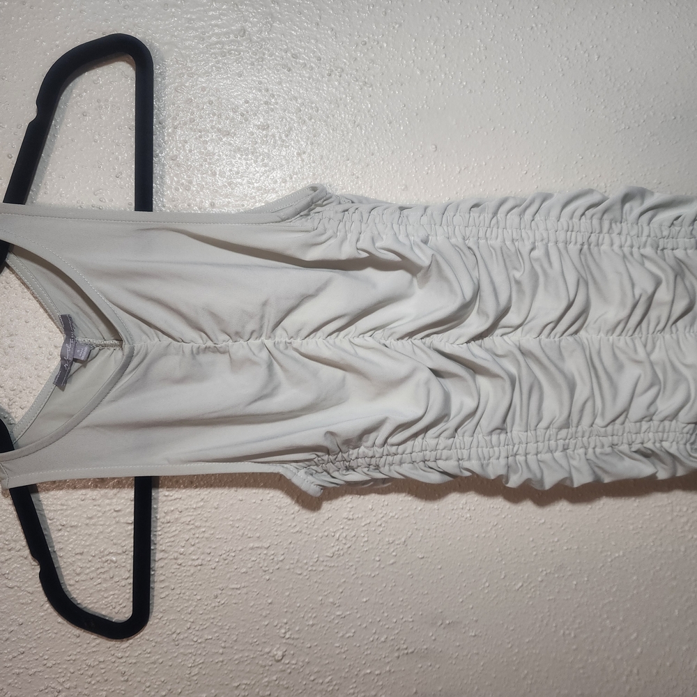 White Ruched Sleeveless Dress